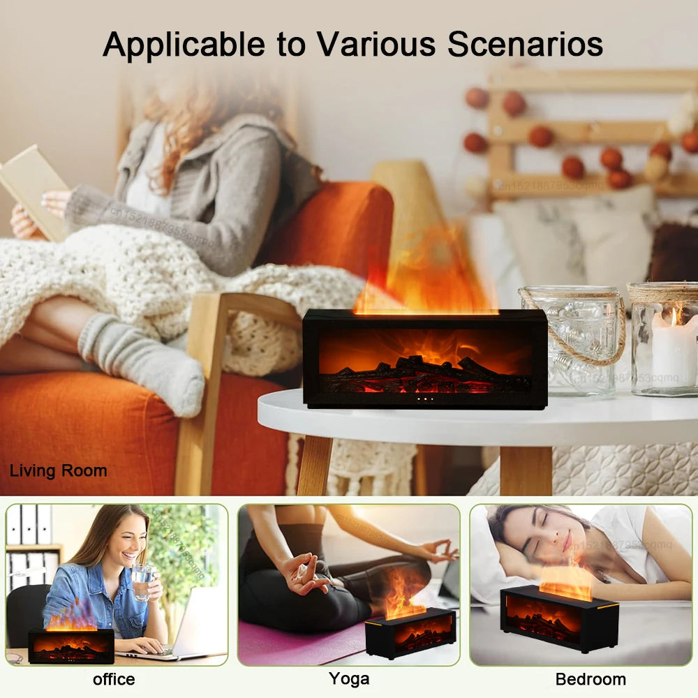 Fireplace Humidifier Flame Aroma Humidifier for Home Aromatherapy Fragrance Diffuser Essential Oil Diffuser with Remote Control