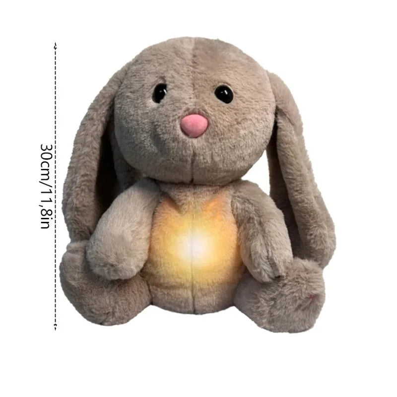 Breathing Bunny Plush Toys Soft Plush Stuffed Doll Pillow Soothing Music Lights Relieve Tension Anxiety for Sleeping Time