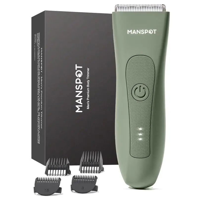 Manspot Electric Body Hair Razor for Men - USB Rechargeable, Waterproof, Replaceable Ceramic Heads, Ultra-Smooth Shaving
