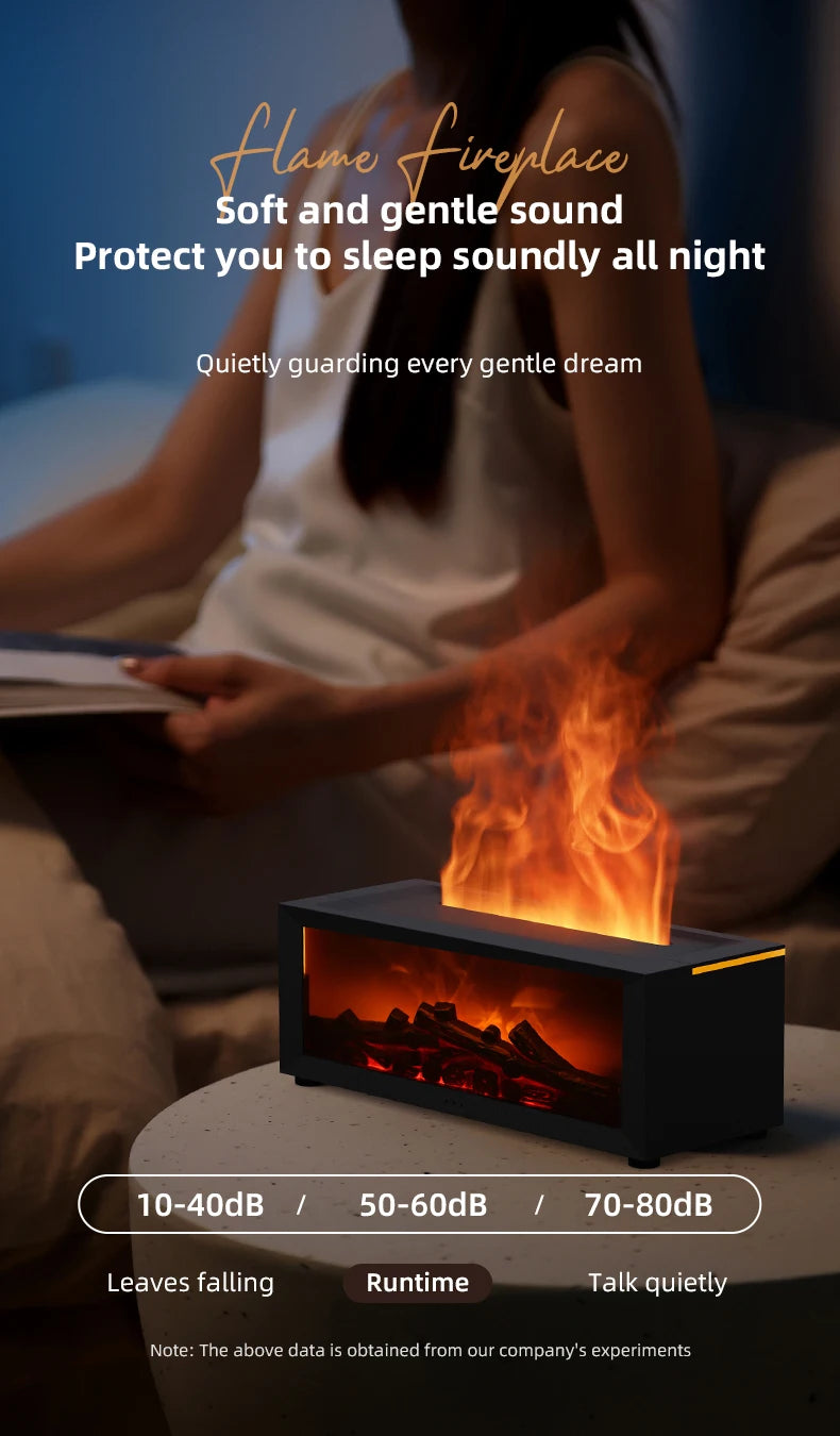 Fireplace Flame Air Diffuser Humidifier, 7 Colors Aromatherapy Essential Oil Diffuser, Ultrasonic Aroma Humidifier with Timer