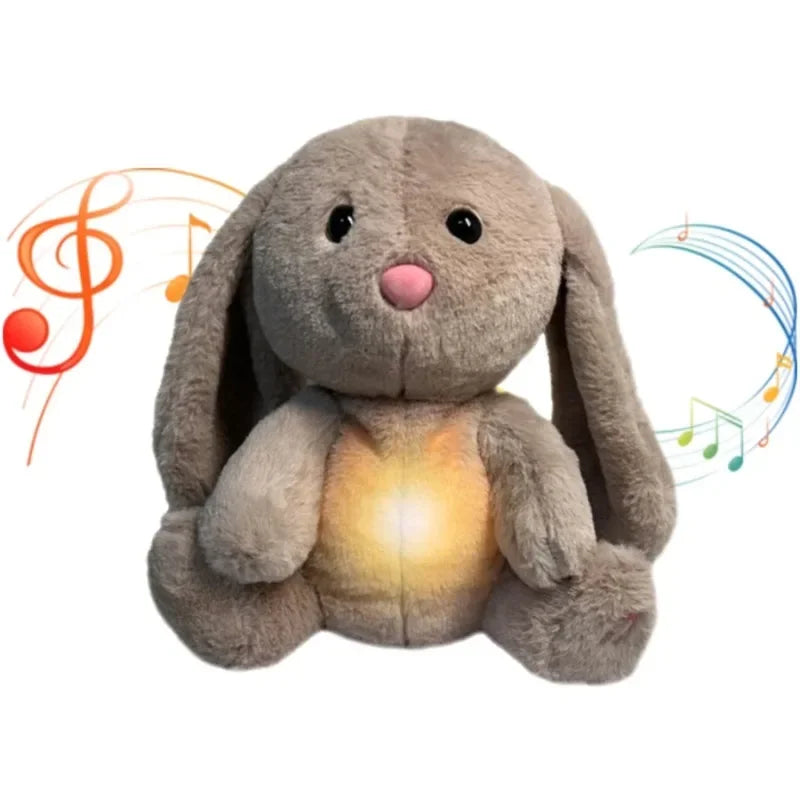 Breathing Bunny Plush Toys Soft Plush Stuffed Doll Pillow Soothing Music Lights Relieve Tension Anxiety for Sleeping Time