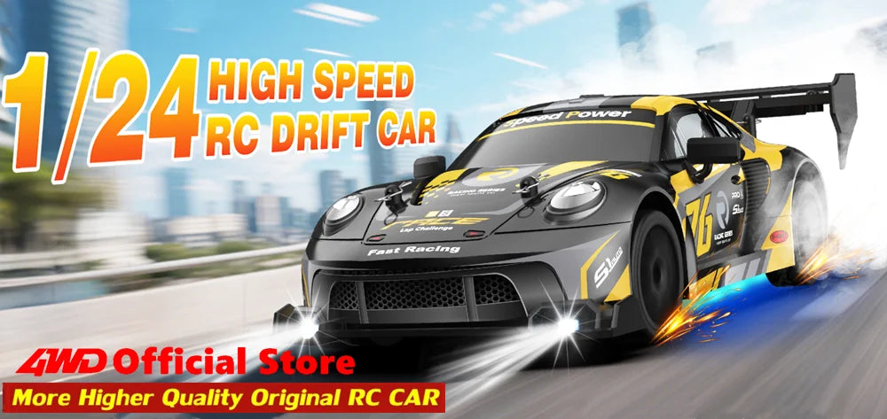 RC Drift Car 4WD Remote Control High Speed Racing Vehicle with LED Lights 2.4GHz Radio 4x4 Off-Road Truck Toy for Children Kids