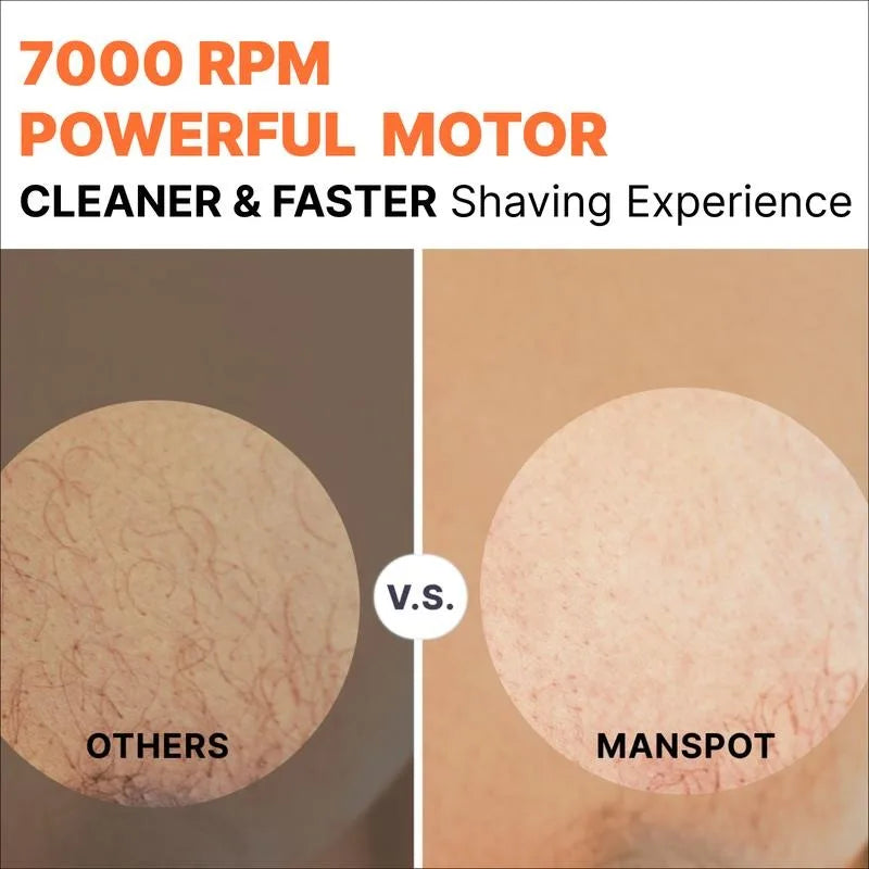 Manspot Electric Body Hair Razor for Men - USB Rechargeable, Waterproof, Replaceable Ceramic Heads, Ultra-Smooth Shaving