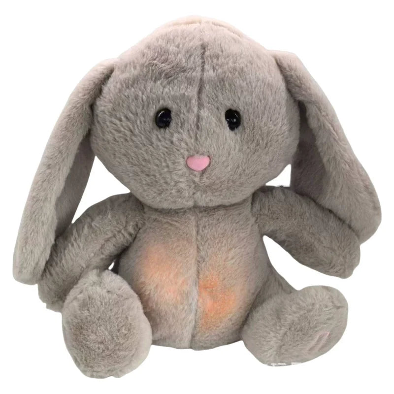 Breathing Bunny Plush Toys Soft Plush Stuffed Doll Pillow Soothing Music Lights Relieve Tension Anxiety for Sleeping Time