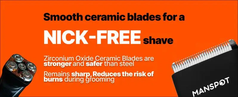 Manspot Electric Body Hair Razor for Men - USB Rechargeable, Waterproof, Replaceable Ceramic Heads, Ultra-Smooth Shaving