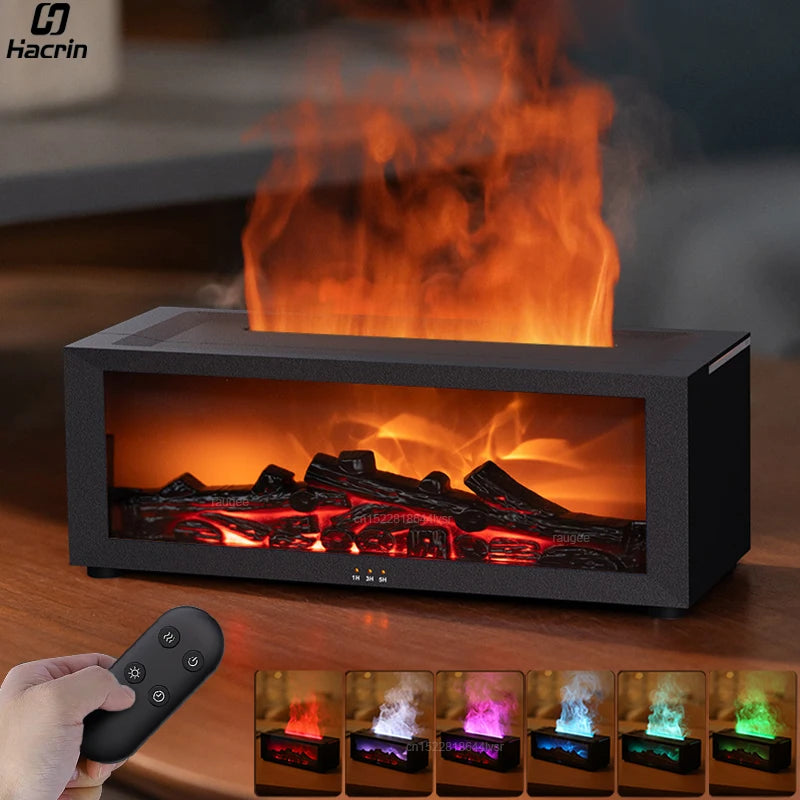 Fireplace Humidifier Flame Aroma Humidifier for Home Aromatherapy Fragrance Diffuser Essential Oil Diffuser with Remote Control