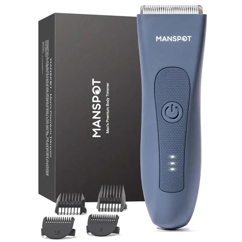 Manspot Electric Body Hair Razor for Men - USB Rechargeable, Waterproof, Replaceable Ceramic Heads, Ultra-Smooth Shaving