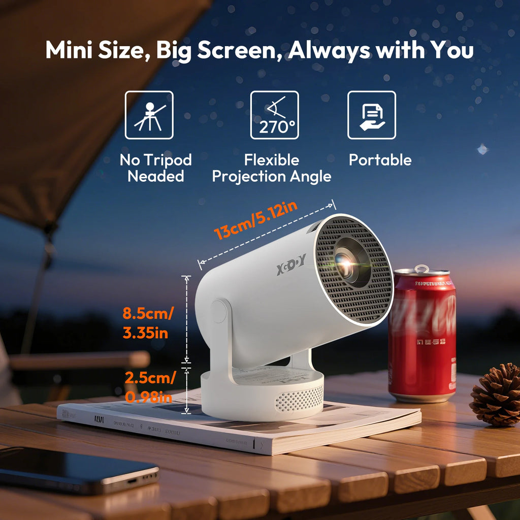 XGODY Portable Gimbal 3S 12000LM 4K Projector 2.4G/5G WiFi Bluetooth 5.4 Android 11 Mini Home Theater Portable projector