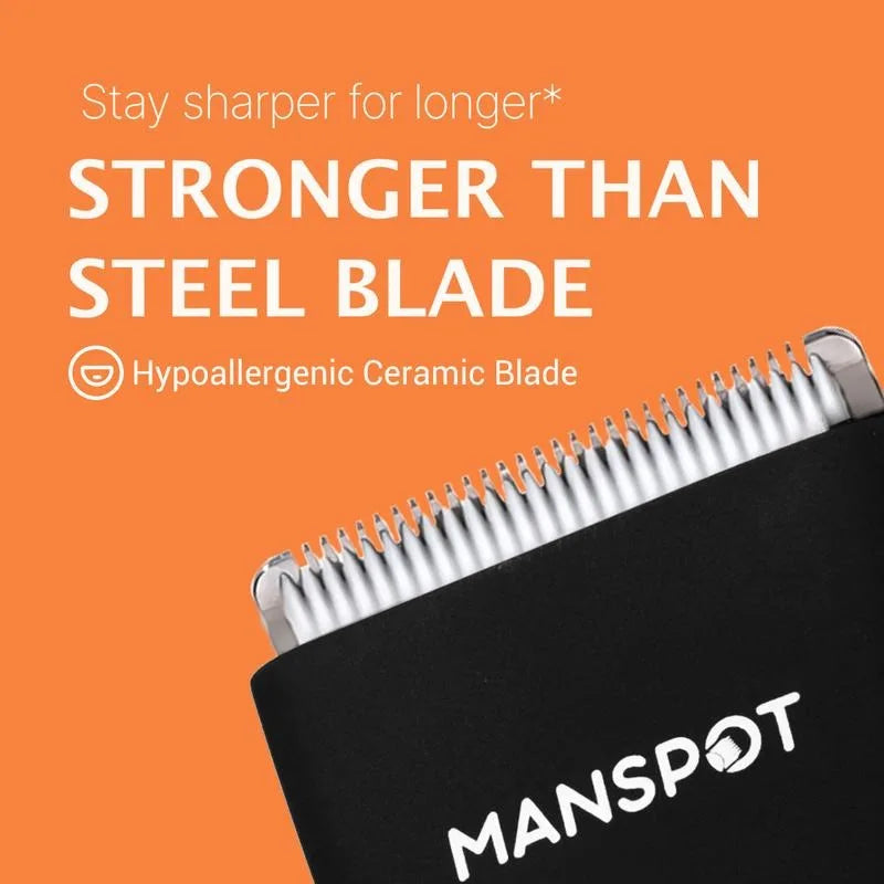 Manspot Electric Body Hair Razor for Men - USB Rechargeable, Waterproof, Replaceable Ceramic Heads, Ultra-Smooth Shaving