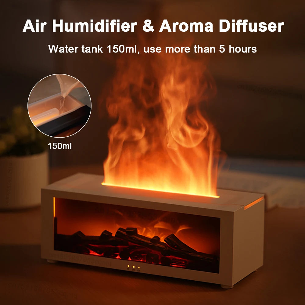 Fireplace Humidifier Flame Aroma Humidifier for Home Aromatherapy Fragrance Diffuser Essential Oil Diffuser with Remote Control