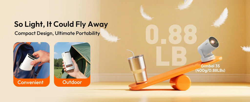 XGODY Portable Gimbal 3S 12000LM 4K Projector 2.4G/5G WiFi Bluetooth 5.4 Android 11 Mini Home Theater Portable projector