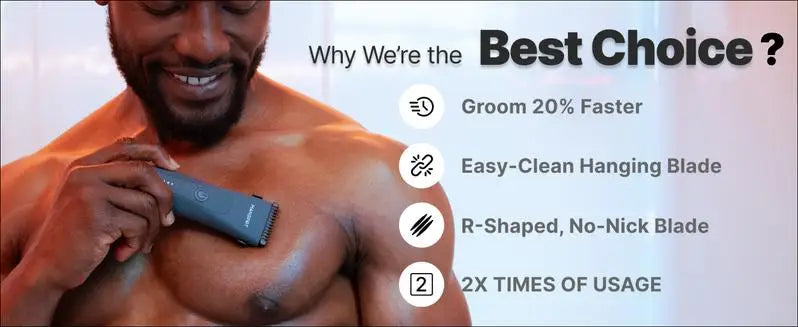 Manspot Electric Body Hair Razor for Men - USB Rechargeable, Waterproof, Replaceable Ceramic Heads, Ultra-Smooth Shaving