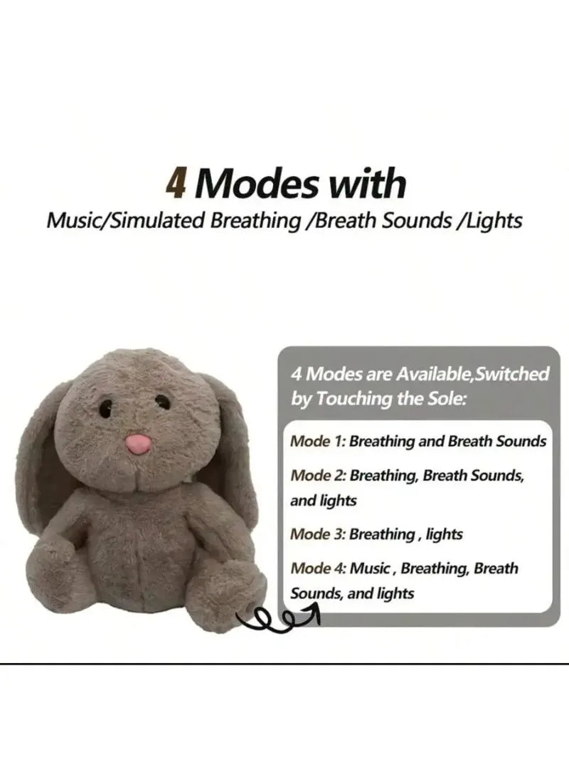 Breathing Bunny Plush Toys Soft Plush Stuffed Doll Pillow Soothing Music Lights Relieve Tension Anxiety for Sleeping Time