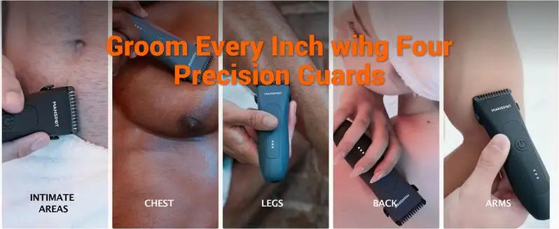 Manspot Electric Body Hair Razor for Men - USB Rechargeable, Waterproof, Replaceable Ceramic Heads, Ultra-Smooth Shaving