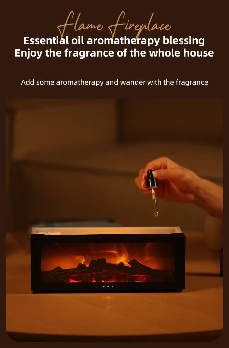 Fireplace Flame Air Diffuser Humidifier, 7 Colors Aromatherapy Essential Oil Diffuser, Ultrasonic Aroma Humidifier with Timer