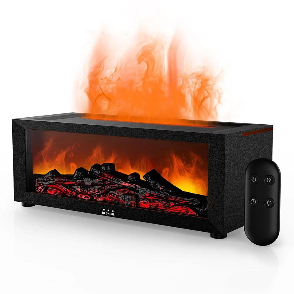 Fireplace Flame Air Diffuser Humidifier, 7 Colors Aromatherapy Essential Oil Diffuser, Ultrasonic Aroma Humidifier with Timer