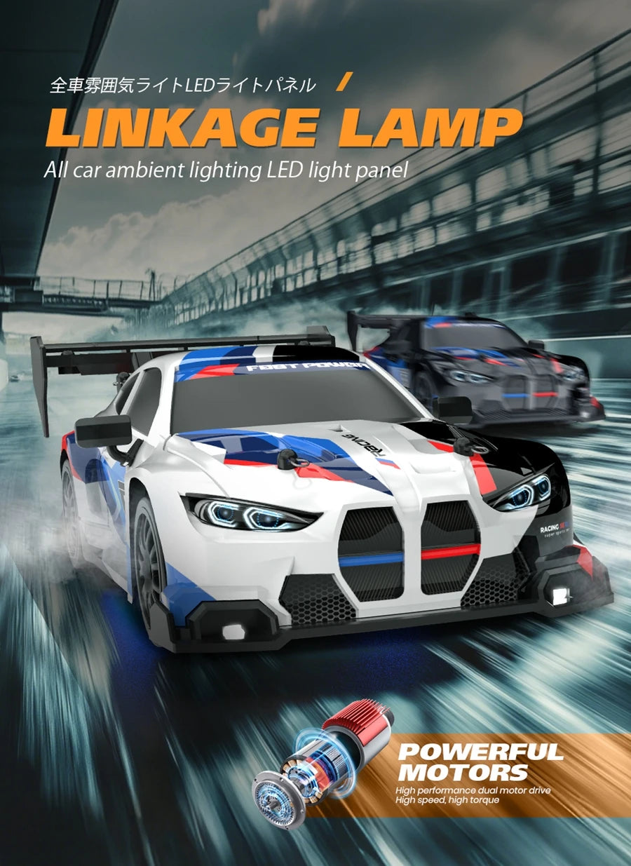 RC Drift Car 4WD Remote Control High Speed Racing Vehicle with LED Lights 2.4GHz Radio 4x4 Off-Road Truck Toy for Children Kids