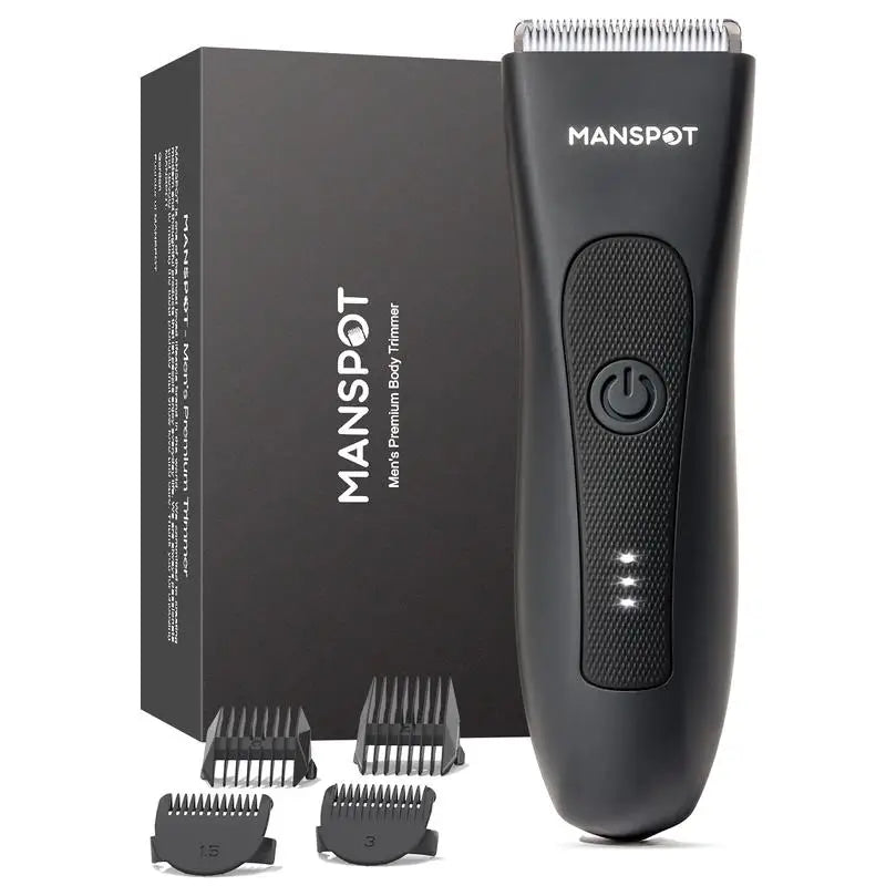Manspot Electric Body Hair Razor for Men - USB Rechargeable, Waterproof, Replaceable Ceramic Heads, Ultra-Smooth Shaving