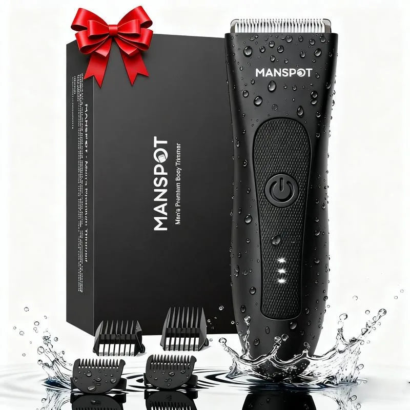 Manspot Electric Body Hair Razor for Men - USB Rechargeable, Waterproof, Replaceable Ceramic Heads, Ultra-Smooth Shaving
