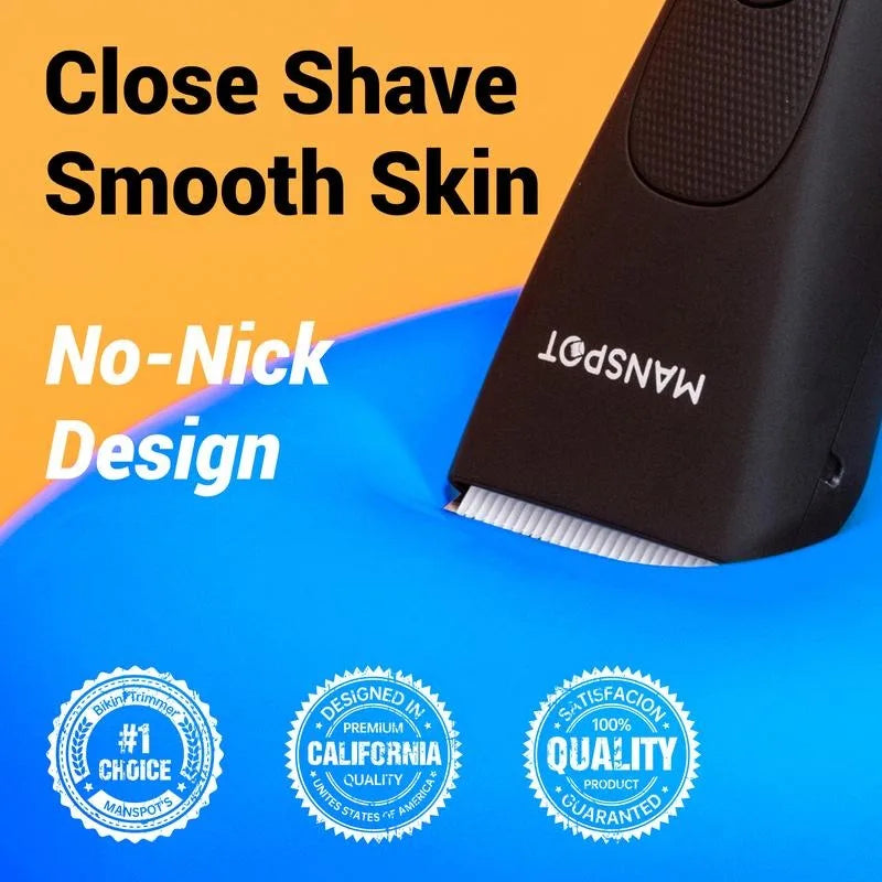 Manspot Electric Body Hair Razor for Men - USB Rechargeable, Waterproof, Replaceable Ceramic Heads, Ultra-Smooth Shaving