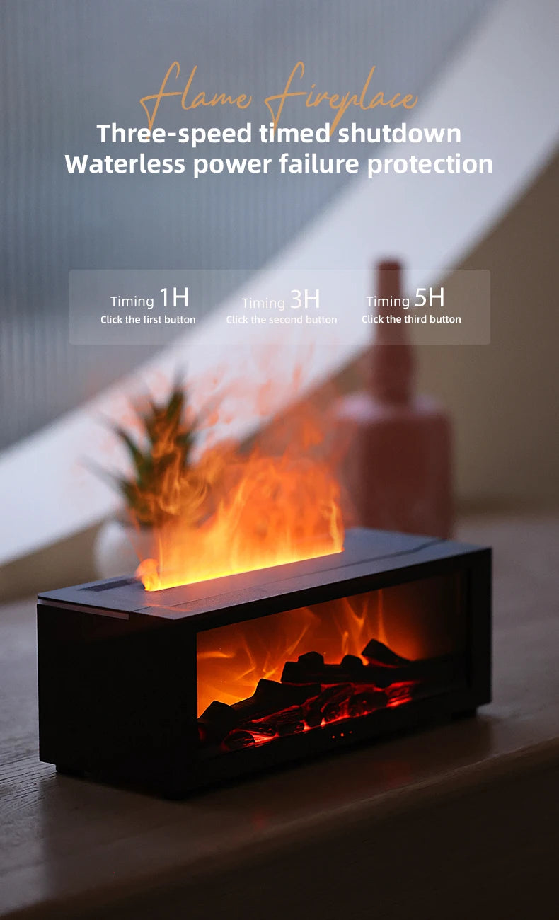 Fireplace Flame Air Diffuser Humidifier, 7 Colors Aromatherapy Essential Oil Diffuser, Ultrasonic Aroma Humidifier with Timer