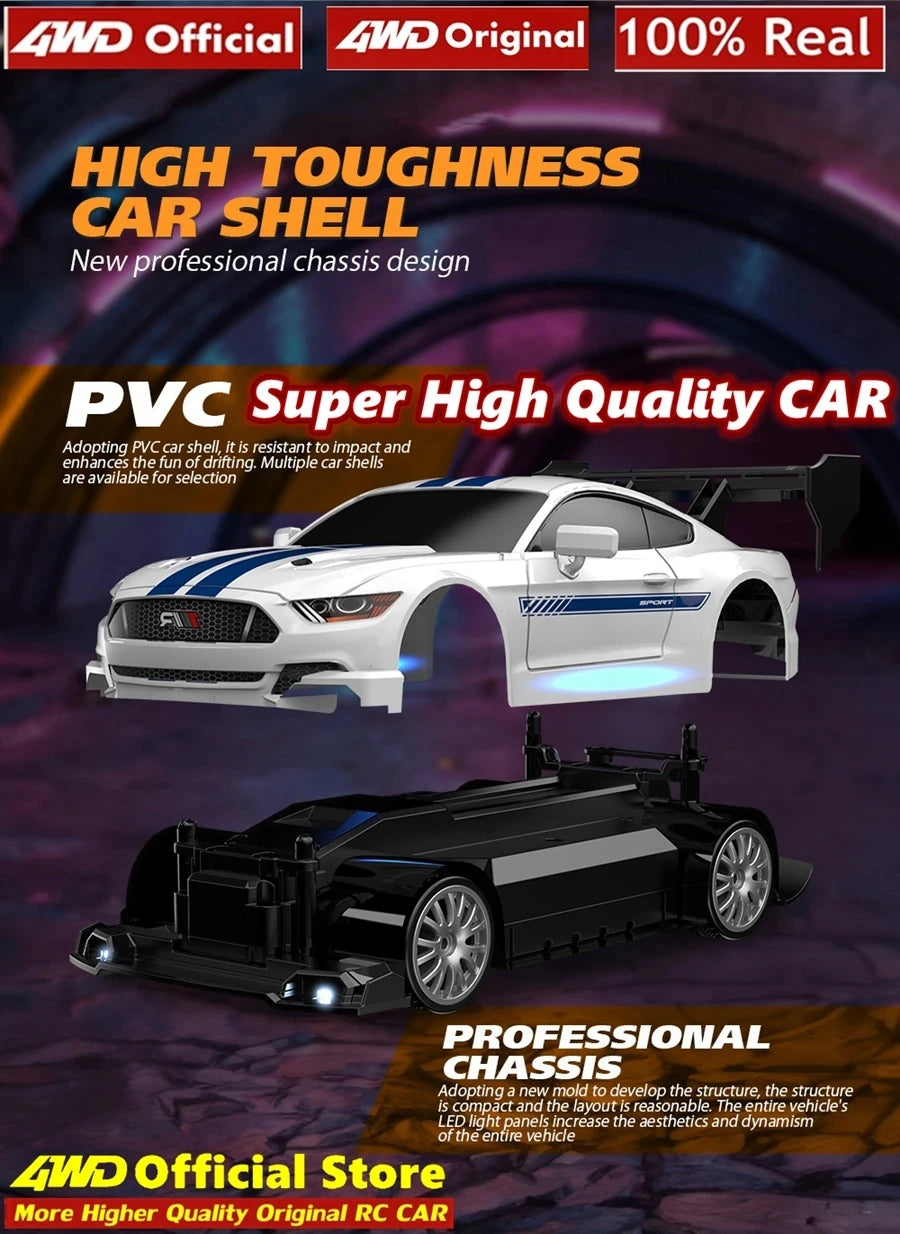 RC Drift Car 4WD Remote Control High Speed Racing Vehicle with LED Lights 2.4GHz Radio 4x4 Off-Road Truck Toy for Children Kids